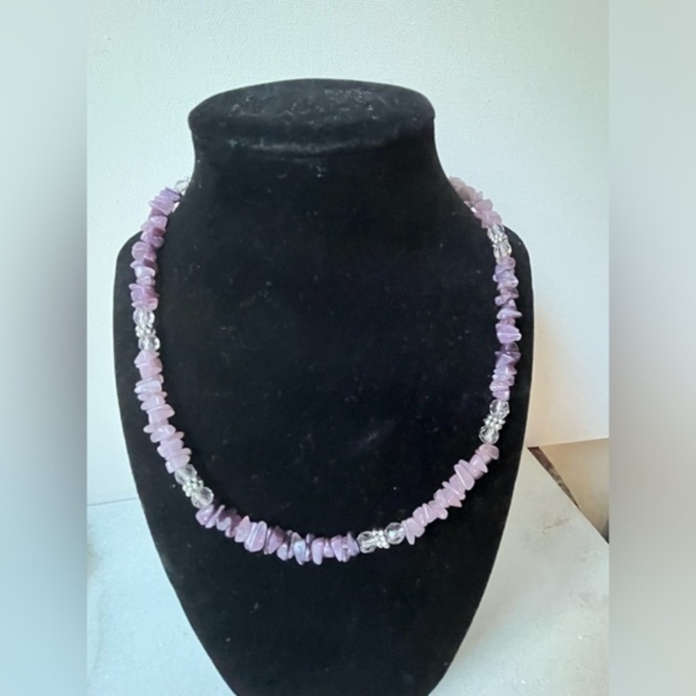 Purple faux amethyst necklace choker 18”